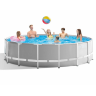 Круглый каркасный бассейн INTEX Prism Frame 26726, 457×122 см — насос, лестница, тент, подстилка